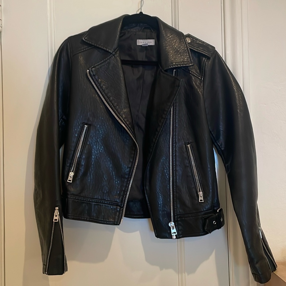 Topshop Vegan Leather Biker Jacket Size 2 / Small